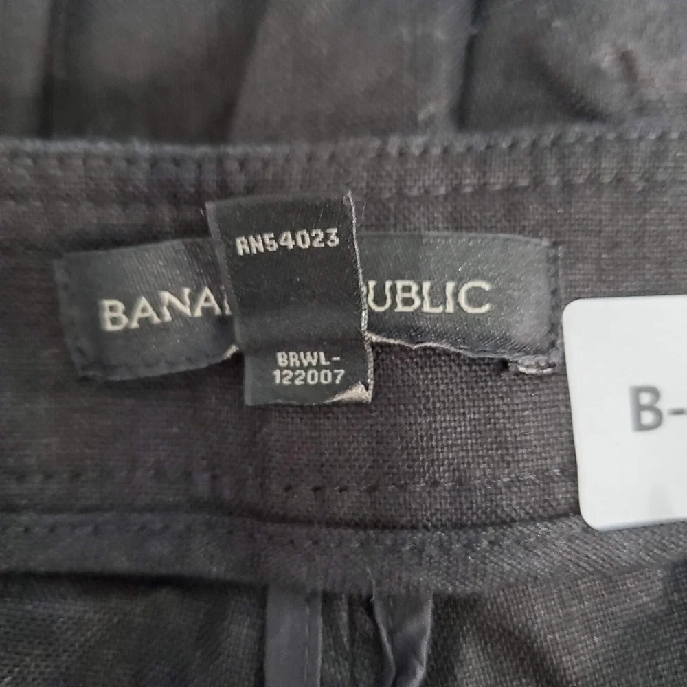 Banana Republic Women Pants 18s Black Chino Linen Beach Pleated Pockets